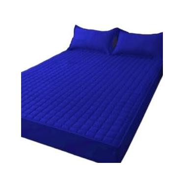Imagem de Capa Protetora de Colchão Impermeável Matelado Com Elástico para Cama| Proteção Antivazamentos, Antialérgica e Respiravel | Fácil de Colocar e Lavar na Máquina(AZUL ROYAL)