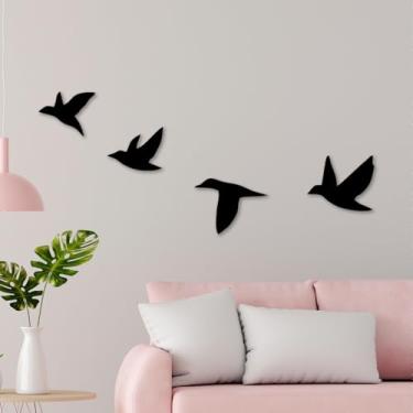 Imagem de Quadro Decorativo Pássaro 4 Peças 25x60 em MDF 3mm – Painel de Parede Moderno para Sala e Quarto