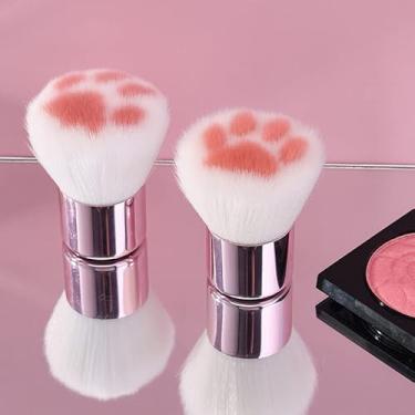 Imagem de 1 pincel de maquiagem fofo de pata de gato, blush retrátil, esmalte de unhas e pincel em pó, uma ferramenta de beleza adequada para todos os tipos de maquiagem.