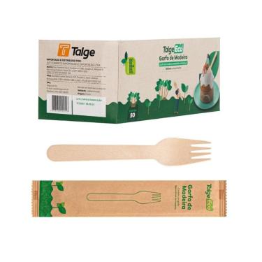 Imagem de Garfo De Madeira Embalado C/50 Talge Eco