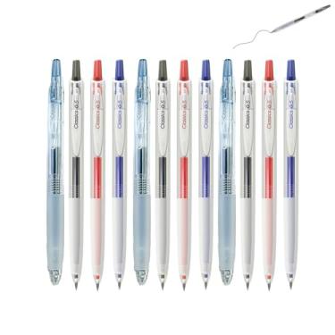Imagem de GZBABY Caneta de gel de ponta fina, 12 peças, canetas esferográficas retráteis com aderência macia, 0,5 mm, tinta de secagem rápida (4 cores)