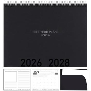 Imagem de Agenda de calendário de 3 anos, organizador mensal de calendário com abas para agenda 2023-2025, parte superior em espiral, preto, 21,5 x 28,5 cm
