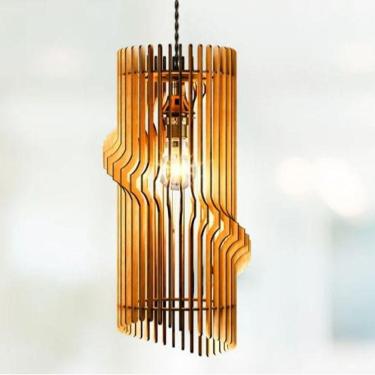 Imagem de Luminária Teto Tipo Pendente Atenas Mdf Completa Marrom