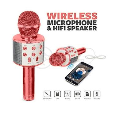 Imagem de Microfone Bluetooth Wster Ws-858 S/Fio Mini Karaokê Rose