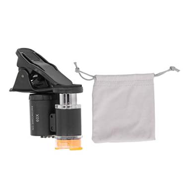 Imagem de Microscópio portátil 60X HD Lupa com luz UV 2 luzes LED ajustáveis ​​para inspeção de joias Coleta de moedas Material ABS 6x7cm