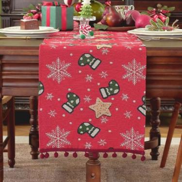 Imagem de Caminho de mesa de Natal decoração de mesa de jantar de Natal para decoração de festa em casa 33 x 180 centímetros