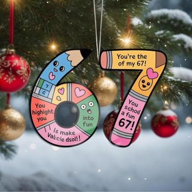 Imagem de Enfeites de Natal 67 meme pendurados em cristal, enfeites de árvore de Natal feitos à mão, decoração de carro e casa - presentes de Natal, decoração de artesanato em acrílico, ideias de troca de