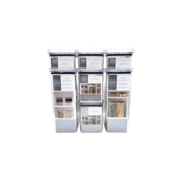 Imagem de Kit Potes Herméticos Acrílico Multiuso, 7 Peças, com Adesivos, Tamanhos Variados (1900ml, 1200ml, 800ml, 500ml)