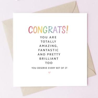 Imagem de TEEMI - Cartão de felicitações - You Are Amazing Fantastic Brilliant Greeting Card with Envelope, 300gsm Premium Cardstock, Rainbow Colorful Design, Blank Inside for Achievement Graduation Promotion