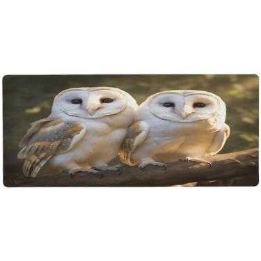 Imagem de Wassud Mouse pad Two Birds para jogos com base de borracha antiderrapante, mouse pad longo para teclado de computador com borda costurada, almofada grande à prova d'água para escritório, casa, 80 cm x