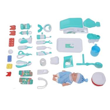 Imagem de Zhjvihx Conjunto de Brincadeiras para Dentistas de Criança, Brinquedos Interativos do Dentista Definem Acessórios de Dentes Kit Medical Toys Luz Realista para Interpretar para Crianças (Verde)