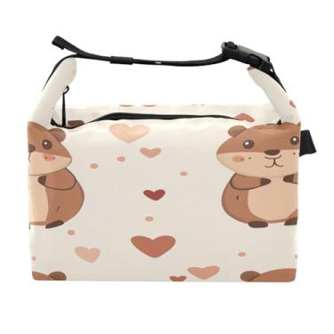 Imagem de STAYTOP Lancheira fofa de hamster com fivela de alça, lancheira isolada para meninos e meninas, lancheira térmica para trabalho escolar