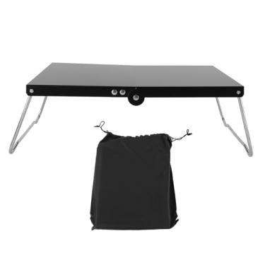 Imagem de QANYEGN Mesa de acampamento dobrável, mesa lateral de acampamento portátil, mesa de praia de aço inoxidável com saco de armazenamento para cozinhar ao ar livre, churrasco, caminhad