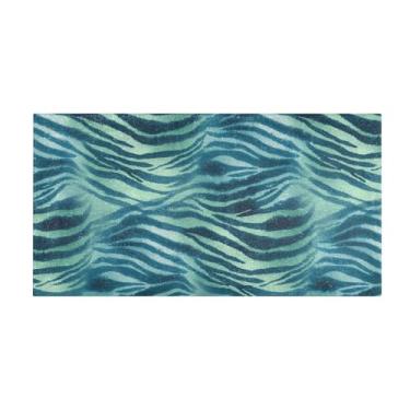 Imagem de Burbuja Tapete de corredor azul verde pele zebra pelúcia antiderrapante tapete de cozinha tapete de borracha para corredor, quarto, sala de estar, decoração de entrada, lavável na máquina, 51 x 99 cm