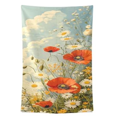 Imagem de STAYTOP Tapeçaria vintage lindas flores silvestres tapeçarias para decoração de casa decoração de dormitório sala de estar quarto tapete de parede (60×40in)