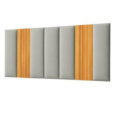 Imagem de KIT 9 PLACAS DE CABECEIRA ESTOFADA + RIPADO MODULAR FREIJÓ CAMA BOX(CINZA CLARO)