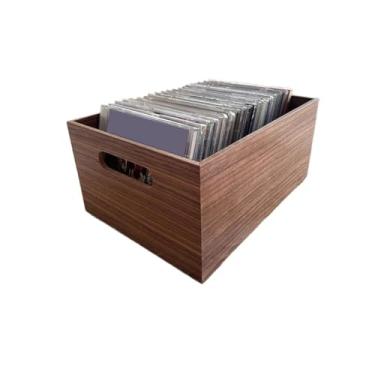 Imagem de Suporte para armazenamento de CDs Caixa multifuncional para CDs e discos de vinil, em madeira, estilo retrô