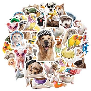 Imagem de 50 peças adesivos engraçados de papelaria para animais de estimação adesivos de animais fofos adesivos infantis engraçados para laptops, cadernos, malas