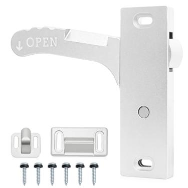 Imagem de JEINAPA Kit de substituição de maçaneta de porta de tela de trailer completo de alumínio para trailer, trailers e portas interiores de motorhome (maçaneta esquerda, prata)