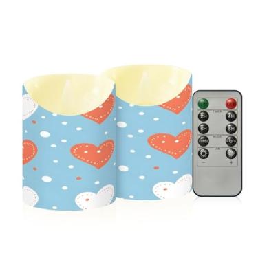 Imagem de Wassud Pacote com 2 velas sem chama de corações e pontos com controle remoto, velas realistas cintilantes com temporizador, velas decorativas para Natal, casamento, festa, decoração de casa pequena
