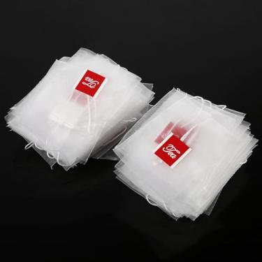 Imagem de Cosiki Sacos de Infusor de chá 100 Pces Sacos de Filtro de Náilon Resistentes Ao Calor do Agregado Familiar para chá Erva Tempero Folhas de Filtradas, Especiarias, Sopas
