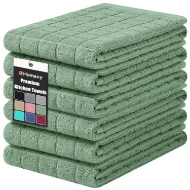 Imagem de Homaxy Toalhas de cozinha de algodão premium 40,6 cm x 71,1 cm, toalhas de prato grandes naturais fiadas 390 g/m2, toalhas de mão de cozinha felpudas super absorventes, toalha de chá macia com laço