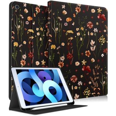 Imagem de Wazzasoft for iPad 9th/8th/7th Generation Case 10.2 Inch - Women Girls Cute Smart Folio Cover (Auto Wake/Sleep) with Build-in Pencil Holder for Apple Tablet Soft TPU Protective Cover,Retro Floral
