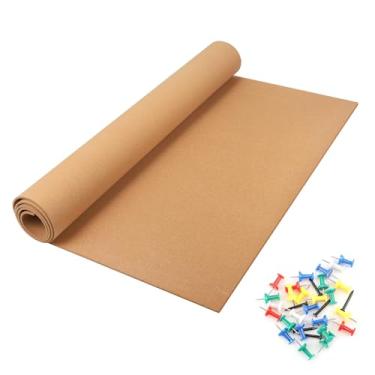 Imagem de Placa de cortiça grossa de 6 mm para escritório, casa, escola, parede, artesanato, projetos DIY (120 x 39 cm)