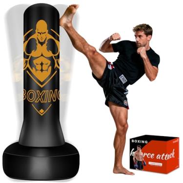 Imagem de Saco de pancadas independente para adultos, saco pesado de 178 cm, saco de boxe inflável, bolsa de equipamento de boxe com suporte, bolsa de kickboxing para treinamento, academia, MMA Muay Thai