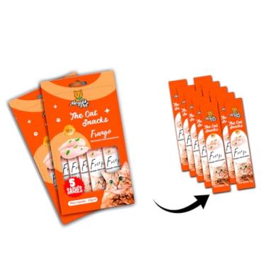 Imagem de Kit10 Petisco Snack Cremoso MeguisPet para Gatos Sabor frango 1+1 = 2 Pacotes = 10 saches Total 150g