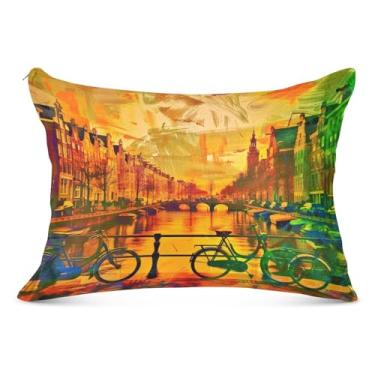 Imagem de Art Amsterdam Sunrise Arte Fronhas de flanela com zíper Padrão Queen King Size Fronha Fronhas de Travesseiro Corporal, Tamanho Padrão, 51 cm x 66 cm