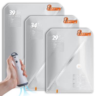 Imagem de Vacbird Sacos de vedação a vácuo para roupas, pacote com 24 sacos de armazenamento a vácuo com bomba de ar recarregável sem fio, sacos de compressão para roupas, cobertores, travesseiros, edredons de