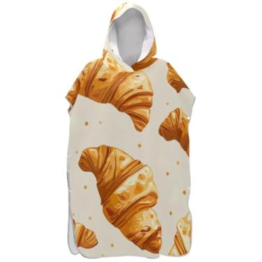 Imagem de Joisal Chic Croissant Roupão de mudança de creme para adultos, poncho de surfe, poncho masculino vestível com capuz, toalha de banho