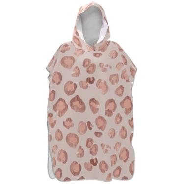 Imagem de Joisal Roupão de mudança de poncho de surfe plus size para toalha de natação com capuz rosa leopardo ponchos femininos com capuz