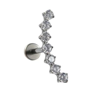 Imagem de Brinco De Cartilagem Em Titânio Cor Dourada Com Zircônia Cúbica Em For