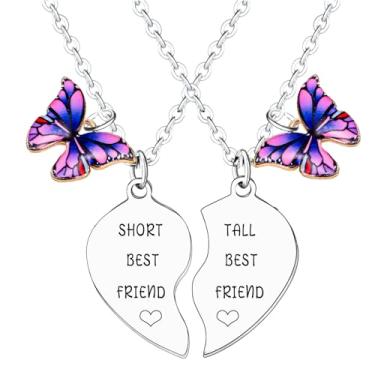 Imagem de malyunin Conjunto de 2 peças engraçadas de colar de borboleta para melhor amigo, presente de amizade, presente de Natal e aniversário para amigos, one size, Metal, Sem Pedra Preciosa