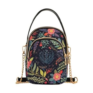 Imagem de Corgis Cute Puppy Dog Bolsa tiracolo feminina, bolsa transversal com bolsos, bolsa transversal de verão, Guirlanda de Natal com flores e folhas-3, One Size