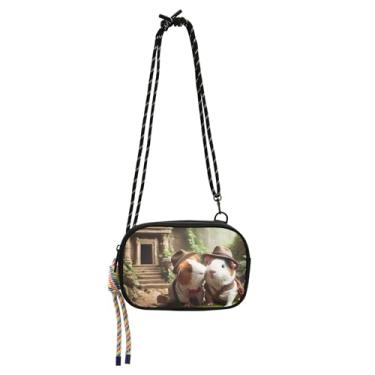 Imagem de Pequena bolsa tiracolo feminina bolsa feminina de hamster porquinho-da-índia linda bolsa de celular com alça feminina bolsa de viagem sobre o ombro