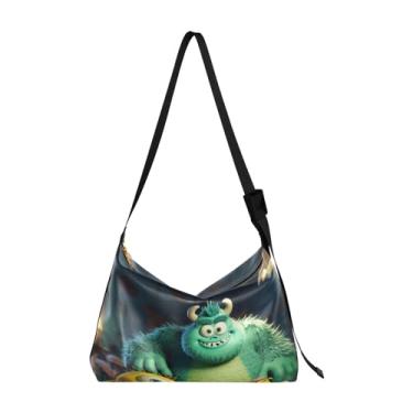 Imagem de GAIGEO Bolsa de ombro ajustável rosa vermelha com folhas, bolsa tiracolo vegana, bolsa feminina de couro, Monstros da Incredo House-2, One Size