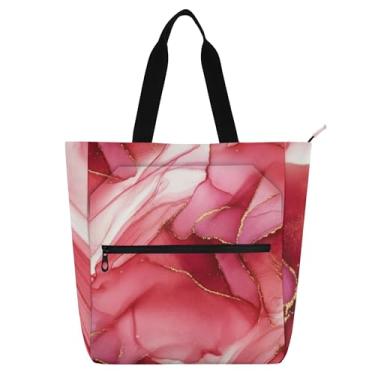 Imagem de Sacola abstrata vermelha rosa redemoinhos feminina bolsa de trabalho lona escolar bolsa para livros bolsas femininas infantis presente para amantes de livros
