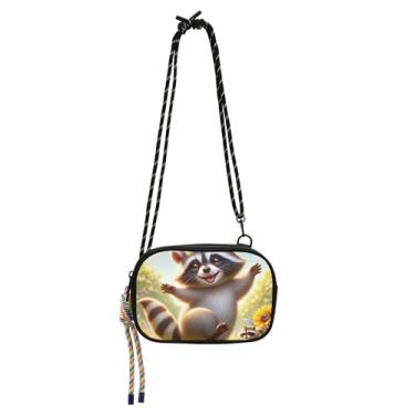 Imagem de TSENQUE Bolsa feminina transversal pequena carteira para iphone mini bolsas fofas bolsas de ombro bonito animal guaxinim primavera