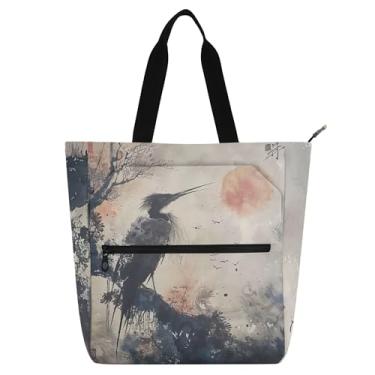 Imagem de Bolsa feminina Hsuan Tao original para trabalho de pássaros, bolsas de tecido de lona, bolsas de tecido escolar universitárias, presente para amantes de livros