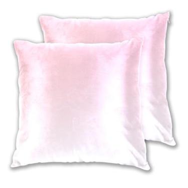 Imagem de Joitme Conjunto de 2 capas de almofada gradiente rosa blush branca de neve, fronhas decorativas de sofá fofas para sofá, 50 x 50 cm, 2 peças
