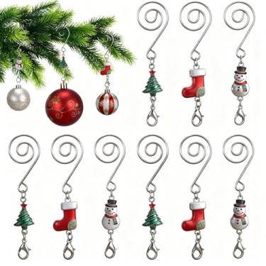 Imagem de Otoolling 24 peças de ganchos de enfeite de Natal, botas de árvore, boneco de neve, cabide de Natal com gancho em S e garra de lagosta, ganchos decorativos de metal para enfeites de Natal para