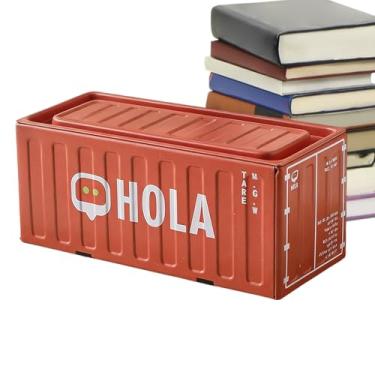 Imagem de Caixa Metálica de Armazenamento,Ferro Portátil Multifuncional Antiferrugem Decoração de Escritório,Caixas de Armazenamento com Tampa - Para Rapazes Raparigas Jovens Adolescente Viagem Casa Quarto