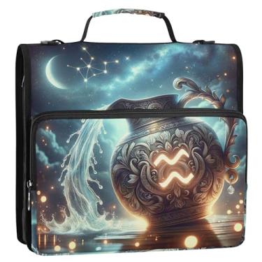 Imagem de Fichário Aquarius dourado com zíper - organizador de arquivos com 3 anéis