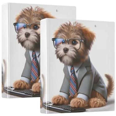 Imagem de Fichário personalizado para cachorrinho terrier desgrenhado com 3 anéis de 3 cm comporta 200 folhas de fichário de carteira de impressão fofo anel redondo fichário de escritório, 31,5 x 27 x 6 cm, 1