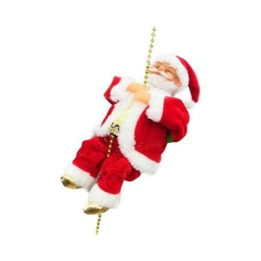 Imagem de Papai Noel Elétrico Escalando Escada Com Contas Decoração De Natal Pre