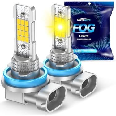 Imagem de Marsauto H16 H11 H8 Lâmpada LED de neblina amarela, 12.000 lúmens 3500K amarelo âmbar faróis de neblina super brilhantes e compactos H8/H11 lâmpada de LED, 1:1 tamanho mini plug and play H11 luzes de