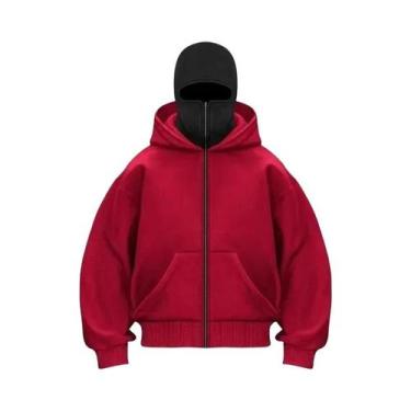 Imagem de Moletom Masculino De Inverno Quente Com Capuz Balaclava E Zíper, Másca